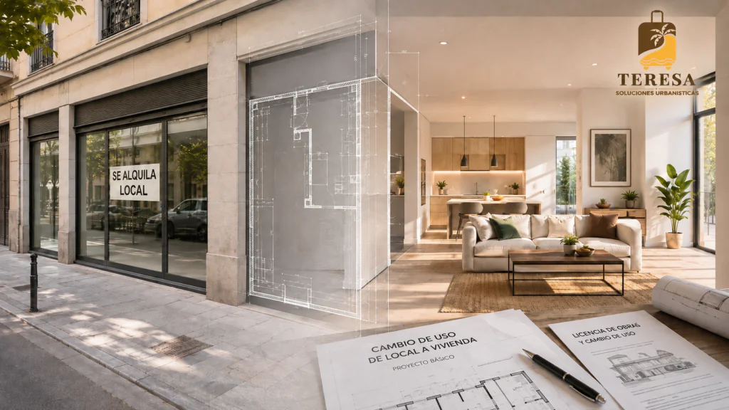 Cambio de uso de local a vivienda con proyecto técnico y estudio de viabilidad urbanística
